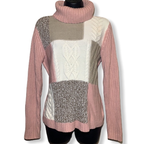 liz & co. Sweaters - Liz & Co Panelled Knit Mock Neck Sweater